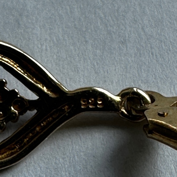 Elegant Plated Gold and Silver Diamond Drop Earrings - Picture 5 of 5